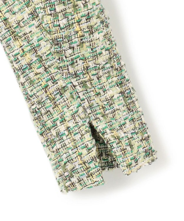 BEIGE， TEASEL / ノーカラーツイードショートジャケット GREEN MIX