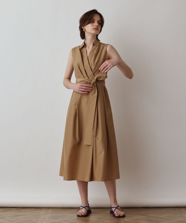 GRACE CONTINENTAL トリアセコットンワンピース キャメル