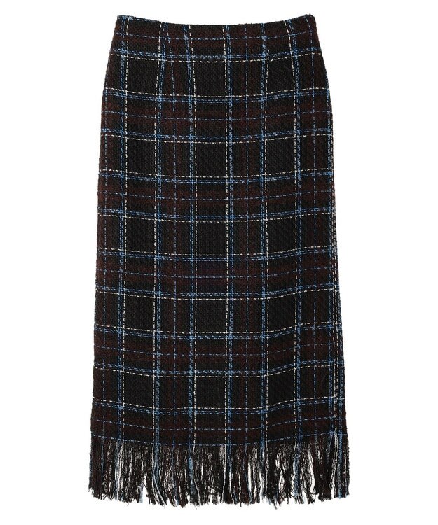 Green Parks ・ＳＵＧＡＲ　ＳＰＯＯＮ　チェックフリンジスカート Black