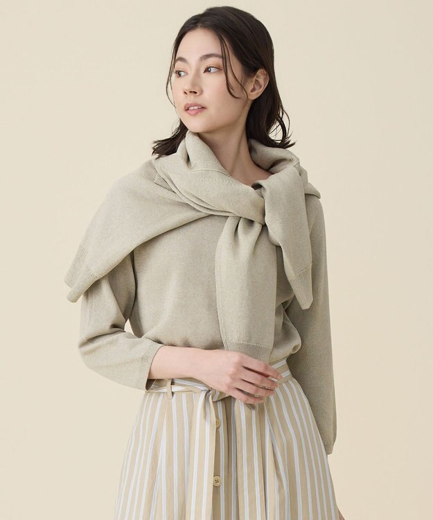 自由区 L ペーパーコットンニット カーディガン ベージュ