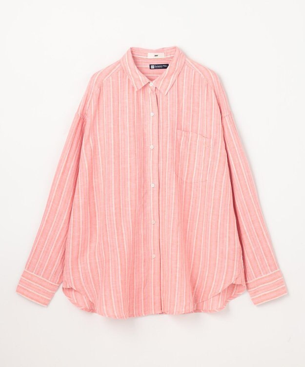 ANY 【Sサイズあり】ヨーロピアンリネンオーバーシャツ コーラルストライプ