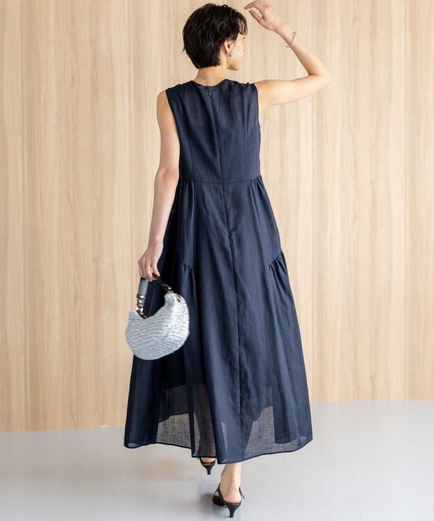 23区 【一部店舗限定/接触冷感/洗える】ラミータンブラー ノースリーブ ワンピース ネイビー系