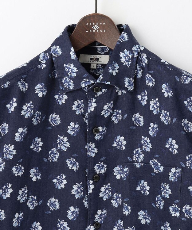 JOSEPH ABBOUD 【麻100％・軽い・涼しい】モイスチャー リネン シャツ ネイビー系6