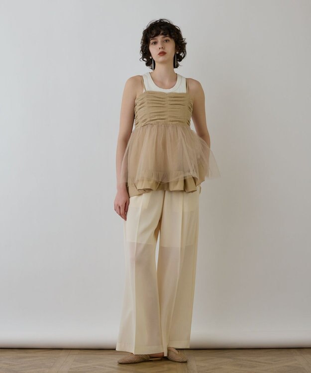 GRACE CONTINENTAL タフタチュールキャミ ベージュ