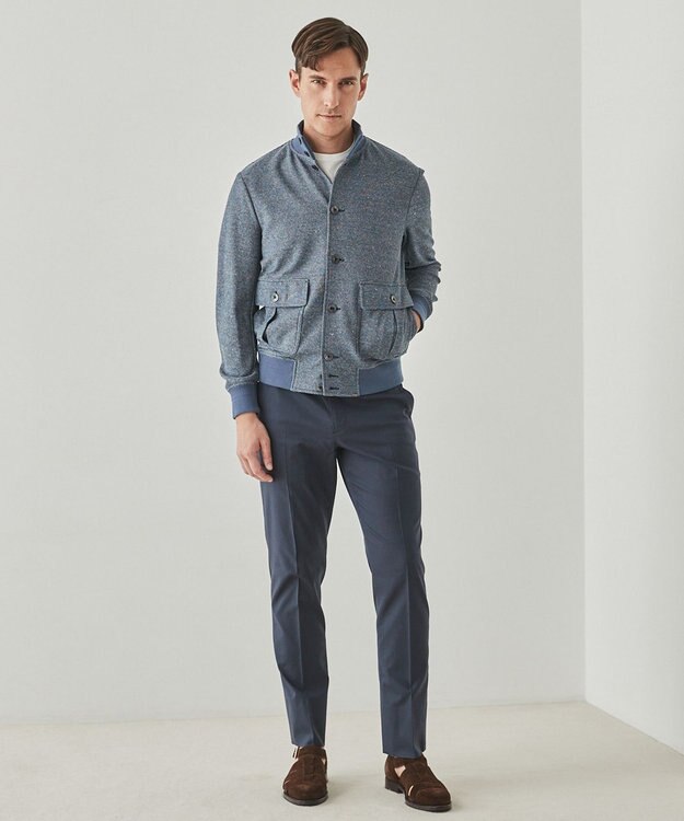 GOTAIRIKU 新作【ストレッチ/洗える/吸水速乾】ノルマンディーリネン A-1ブルゾン サックスブルー系8