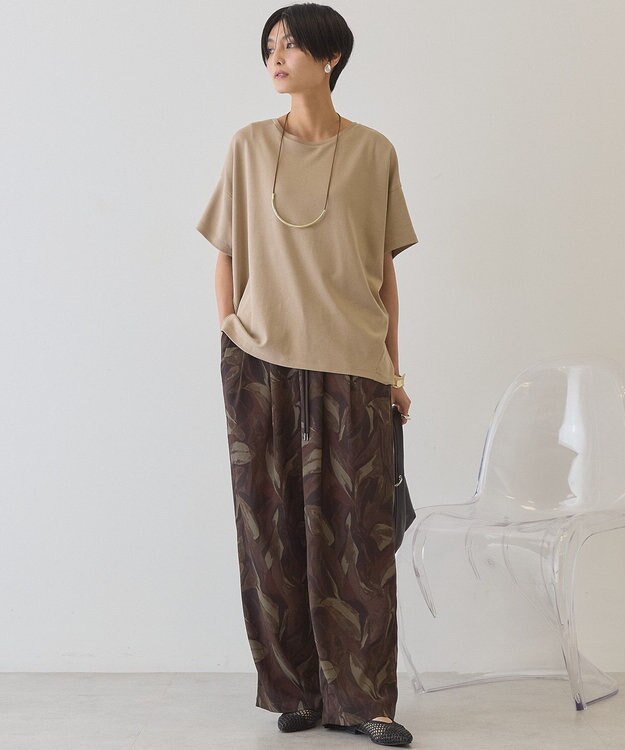 AMERICAN HOLIC 【接触冷感+UVカット】半袖コクーンカットプルオーバー Gray Beige