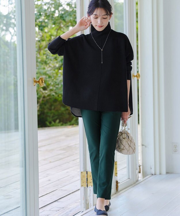 Tiaclasse 【洗える】リバーシブルWフェイスポンチョ風ニット ブラック