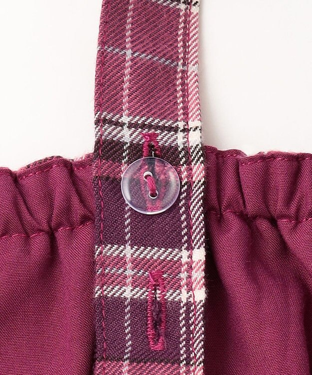 ANY KIDS チェックプリーツジャンパースカート ピンク系