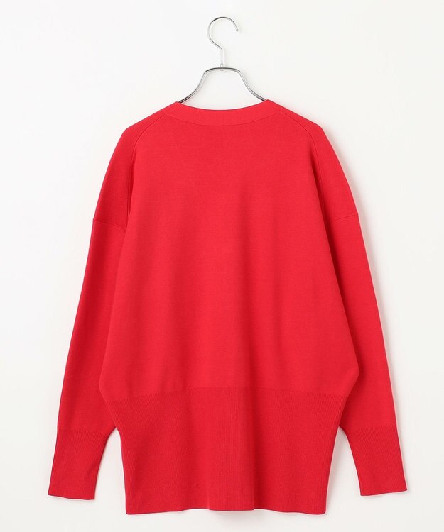 #Newans 【洗える】ファインボタンＶネックカーディガン レッド