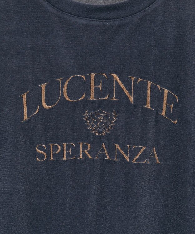 Green Parks ベロアロゴフレンチスリーブチュニック Navy