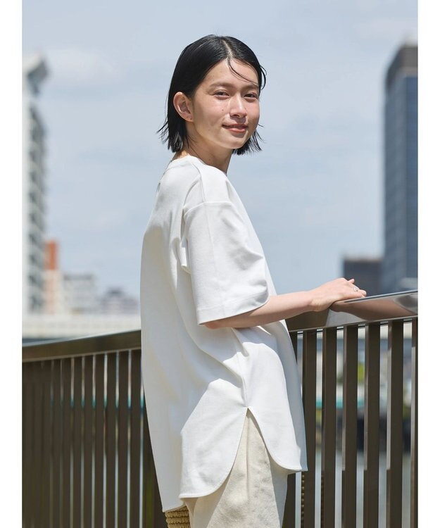 AMERICAN HOLIC 抗菌防臭＋ＵＶカット裾ラウンドカットチュニック Off White