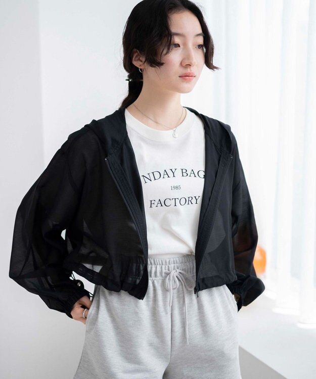 WEGO シアードロストショートパーカー ブラック