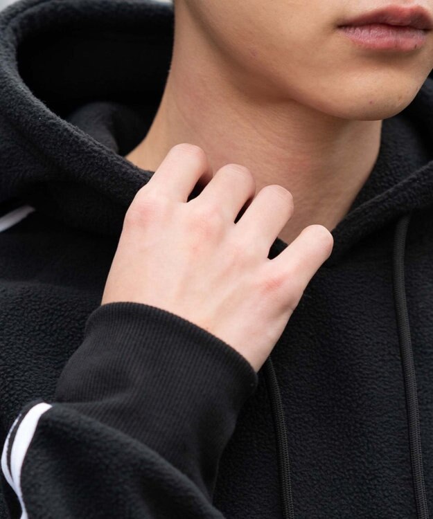 WEGO ラインフリースパーカー ブラック