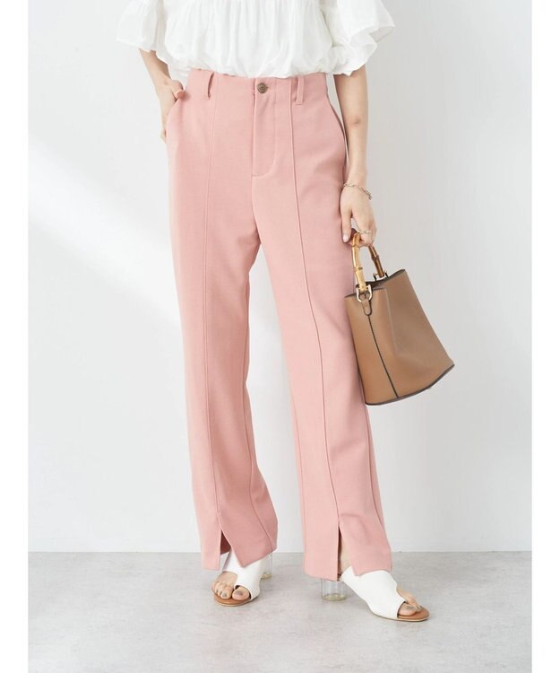 earth music&ecology カットツイルスリットセミフレアパンツ Pink
