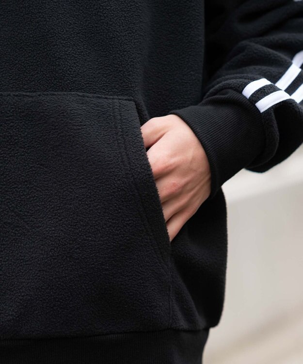 WEGO ラインフリースパーカー ブラック