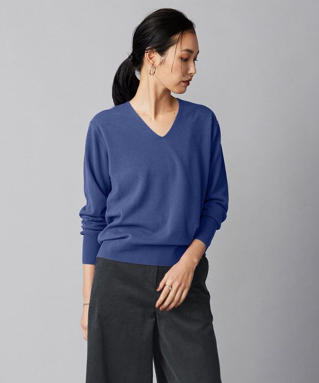 ICB 【人気のため新色追加・WEB限定カラーあり】ソフトウールハイゲージ Vネックニット ハンブルー系