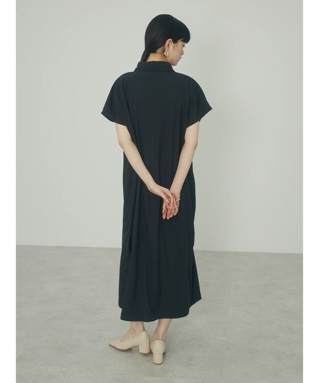 Green Parks ａ．タックプリーツシャツワンピース Black