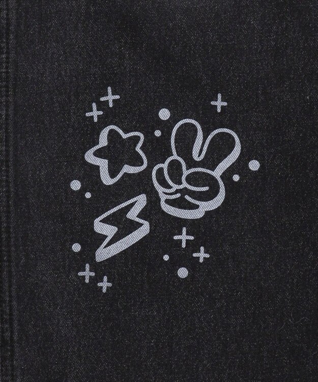 WEGO 【ウエスト紐で調整】イージーペインターグラフィックデニムパンツ 柄2