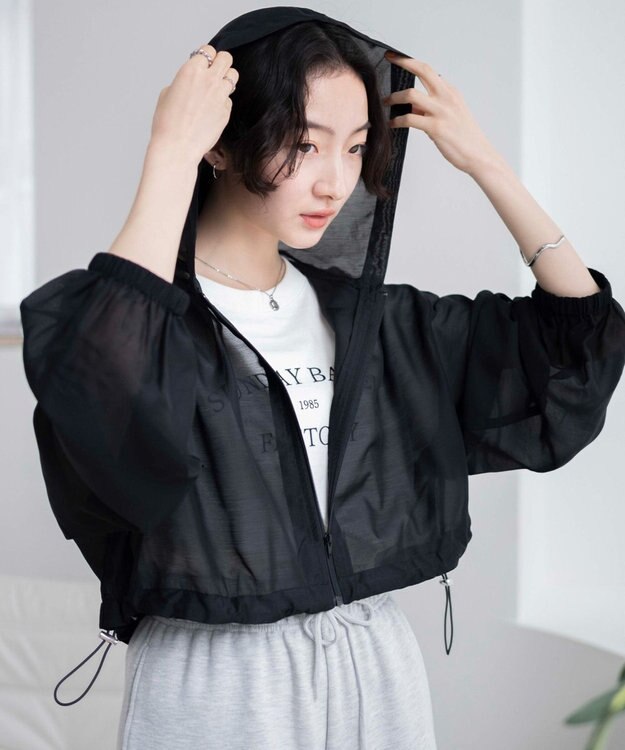 WEGO シアードロストショートパーカー ブラック