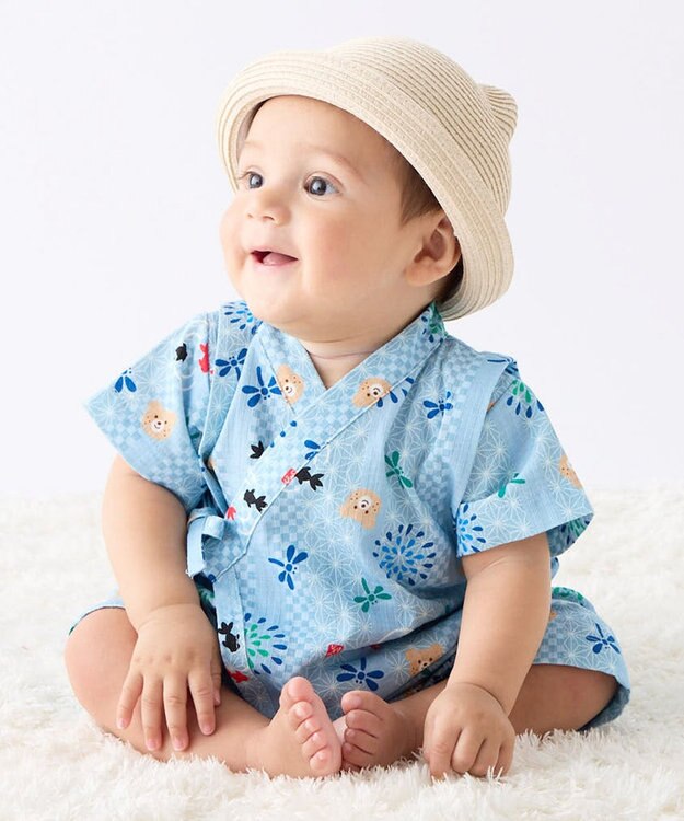 MIKI HOUSE HOT BISCUITS 【60-80cm】総柄 甚平オール