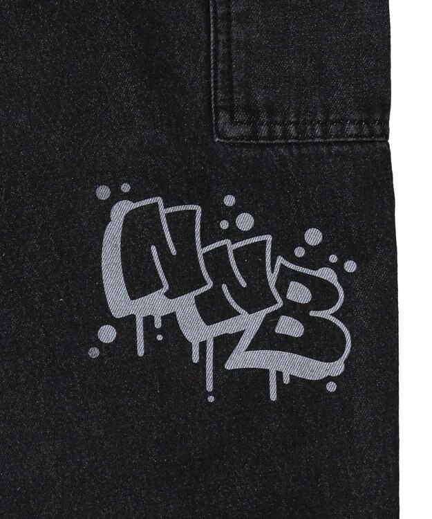 WEGO 【ウエスト紐で調整】イージーペインターグラフィックデニムパンツ 柄2