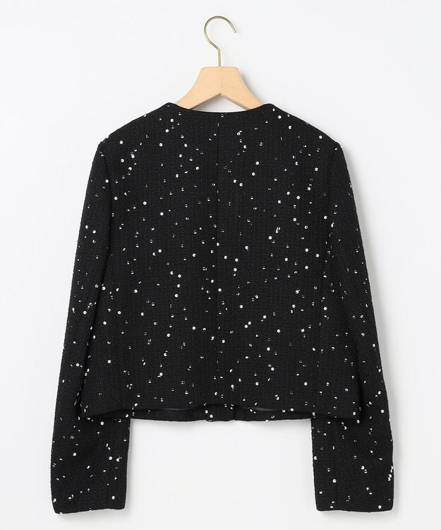 組曲 S フラワースパンコール ツイードジャケット ブラック系