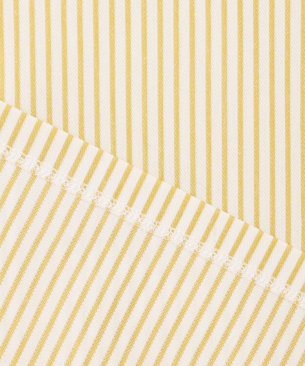 自由区 【洗える】リヨセルコットンストライプ カットソー オフ×ピスタチオ