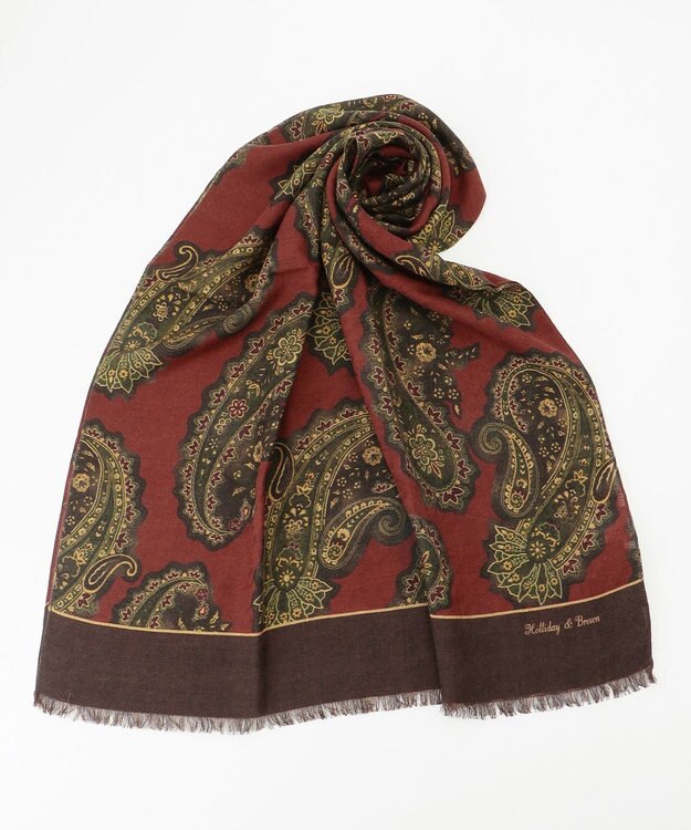 JOSEPH ABBOUD 【イタリア製・ Holliday&Brown】ビックペイズリー ストール ワイン系6