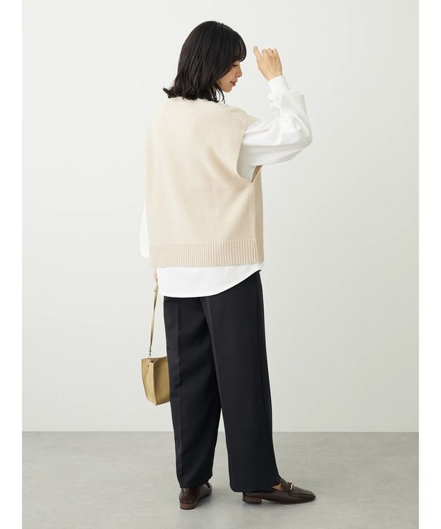 Green Parks ＳＥＴ２点モックネックカノコベスト＋ロンＴＥＥ Light Beige