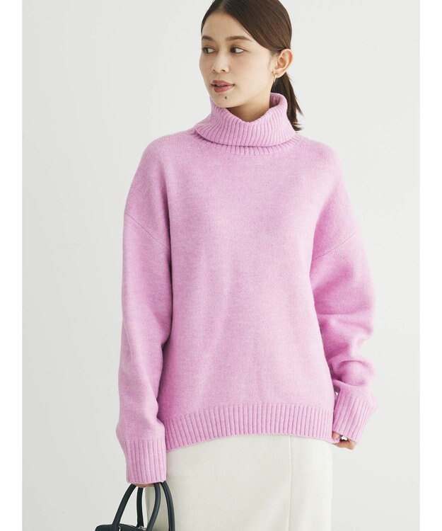 Green Parks ｆｕｗａっとメランジタートルニットプルオーバー Pink