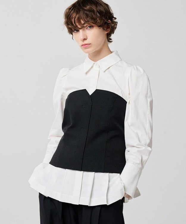 uncrave コットンツイル ペプラムシャツ（uncrave WHITE） オフ