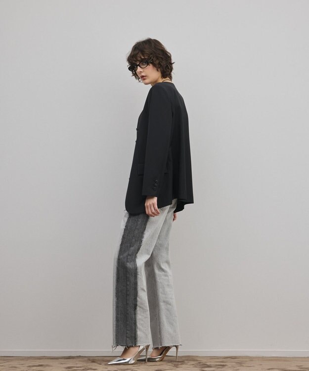 GRACE CONTINENTAL リメイクフレアデニムパンツ ブラック