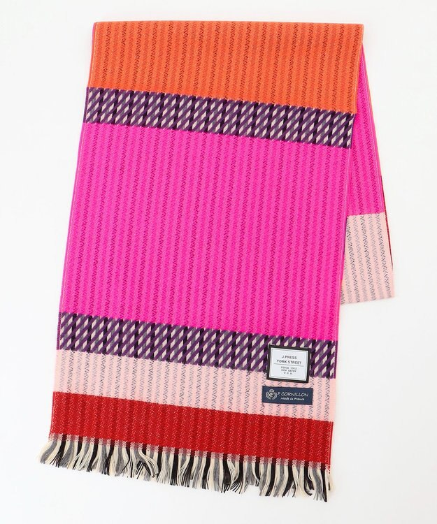 J.PRESS YORK STREET 【UNISEX】【CORNILLON】マルチカラー マフラー ピンク系1