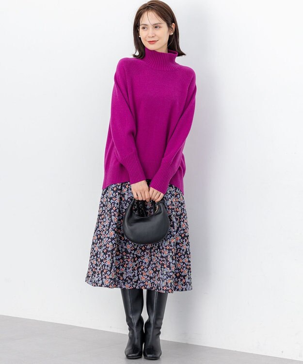 組曲 S 【加藤ローサさん着用】フラワージャカード スカート ネイビー系5