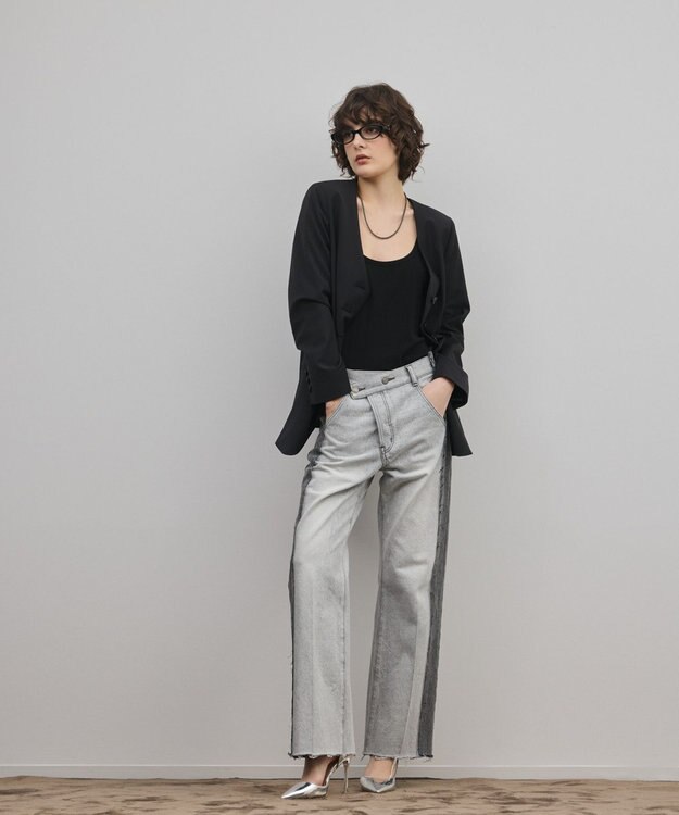 GRACE CONTINENTAL リメイクフレアデニムパンツ ブラック