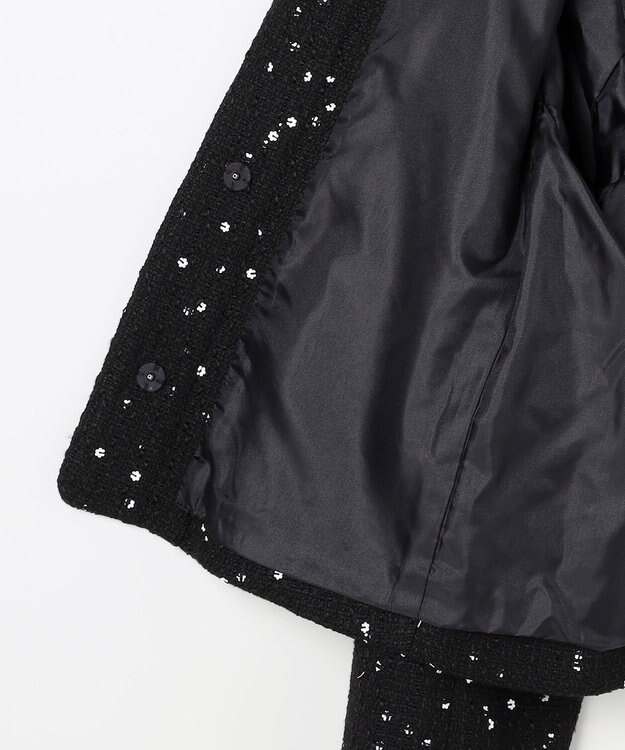 組曲 フラワースパンコール ツイードジャケット ブラック系