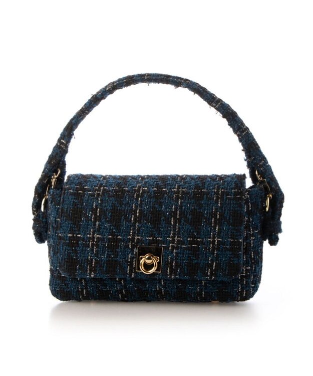 UNBILLION カシュカシュ cachecache / ツイード2wayハンドルフラップショルダー ネイビー