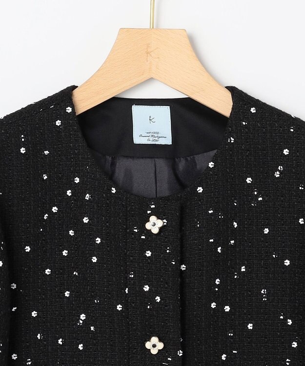 組曲 S フラワースパンコール ツイードジャケット ブラック系