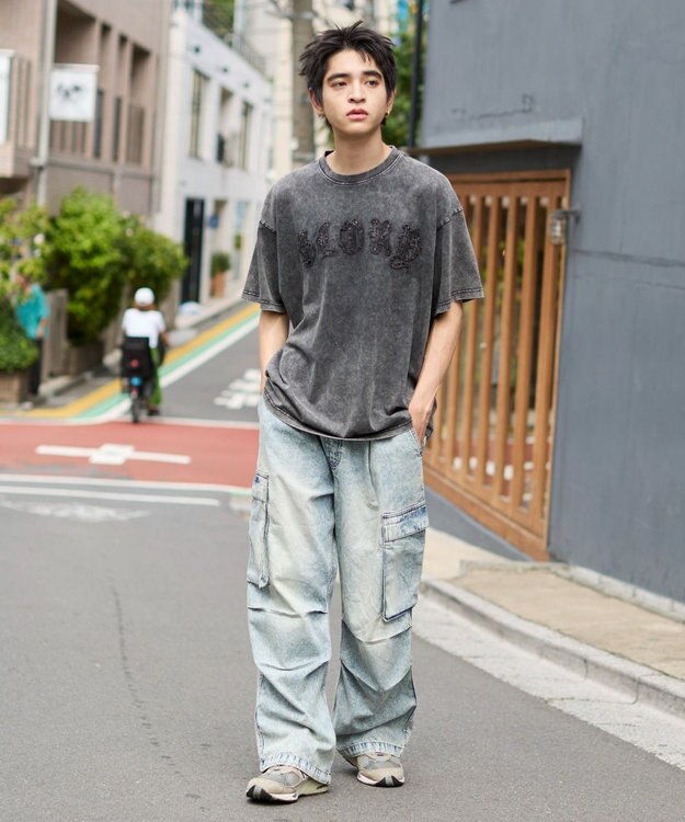 WEGO 【ユニセックス着用ITEM】デニムイージーカーゴパンツ デニム淡色