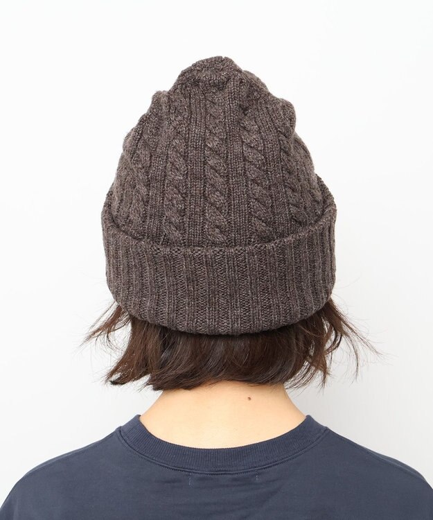 WHITE MAILS 【UNISEX】WOOL PAPER DOUBLE KNIT ケーブルビーニー チャコールグレー