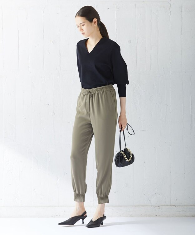 ICB 【WEB限定カラーあり・洗える】ライトダブルクロス ジョガーパンツ アッシュカーキ系