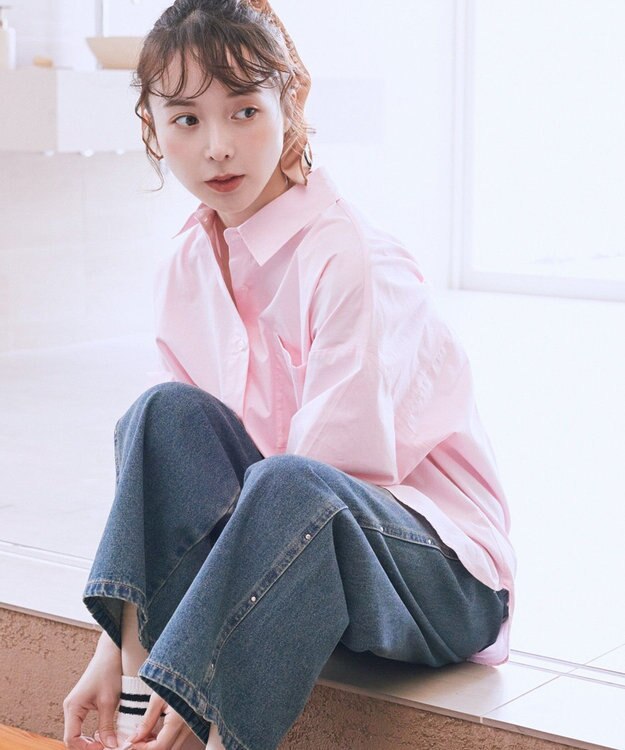 earth music&ecology バックツイストオーバーシャツ Light Pink