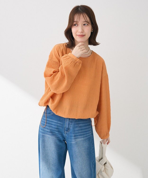 Green Parks 裾ドロスト表面長袖プルオーバー Orange