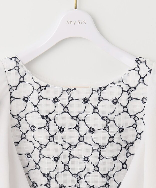 ANY SIS 【優木まおみさんコラボ】愛しの着回し カーディガン×ブラウス セット ネイビー×オフ