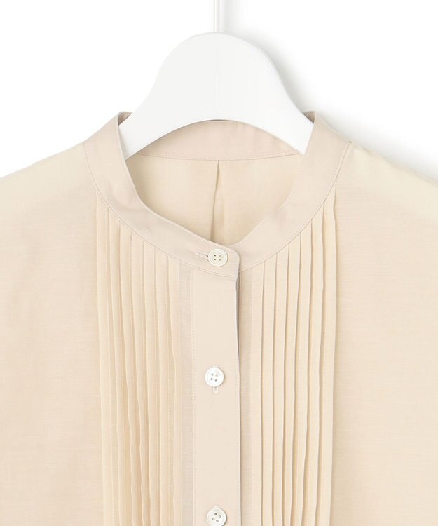 23区 【洗える】コットンシルクローン バンドカラー ブラウス ベージュ系