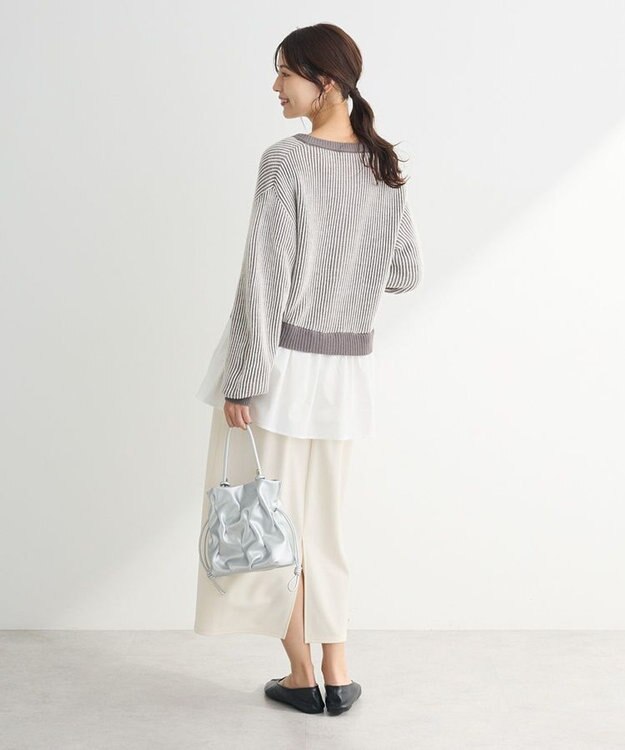 Green Parks 配色リブドッキングチュニック Gray