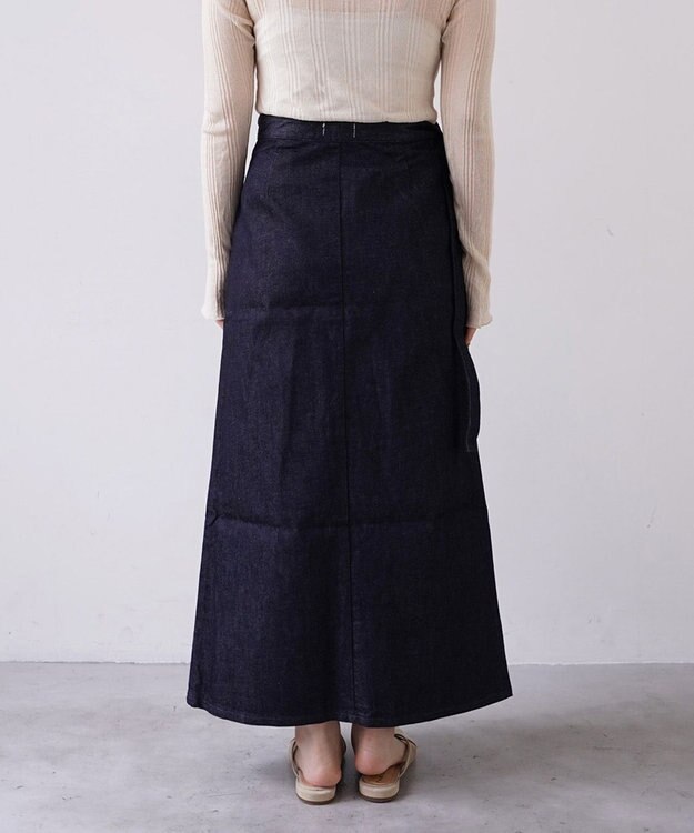 woadblue サイズ追加 ＜坪田あさみさんコラボ＞デニムラップスカート DARK BLUE