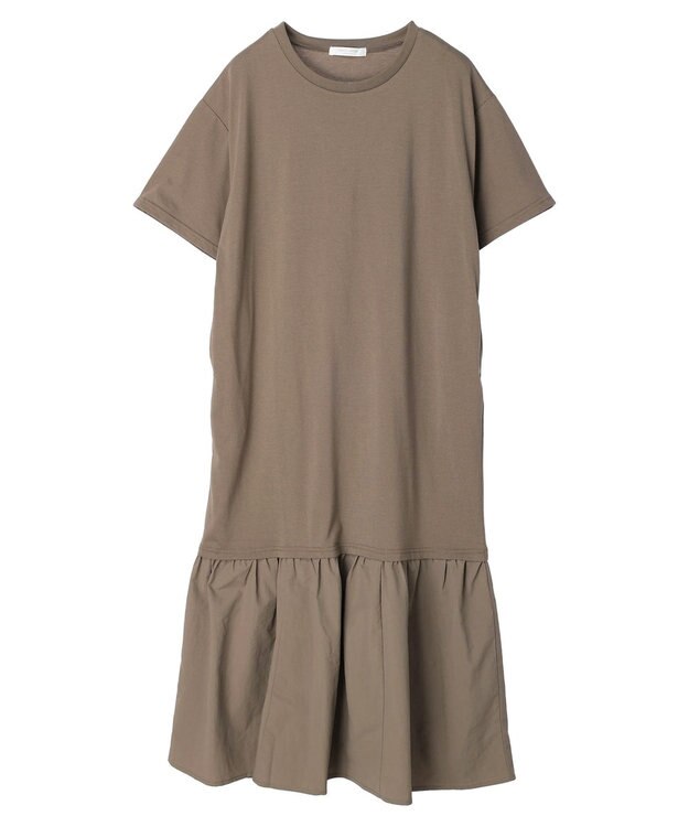 Green Parks 裾切り替えＴＥＥワンピース Black