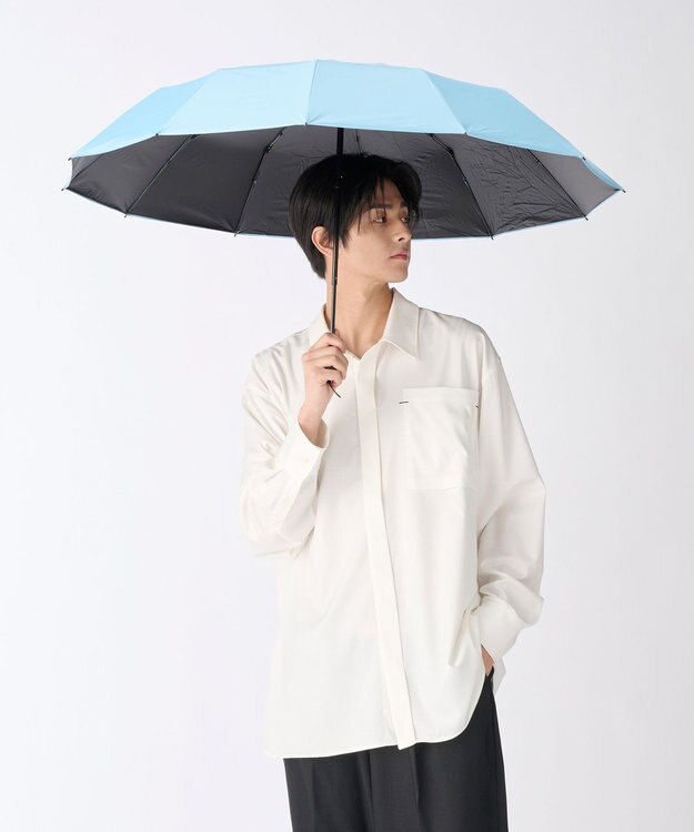 MOONBAT 【遮光100％/超軽量/耐久性】マジで軽い傘 晴雨兼用 折りたたみ日傘 マジカルテックプロテクション Tough 12 rib 55cm ペールスカイ