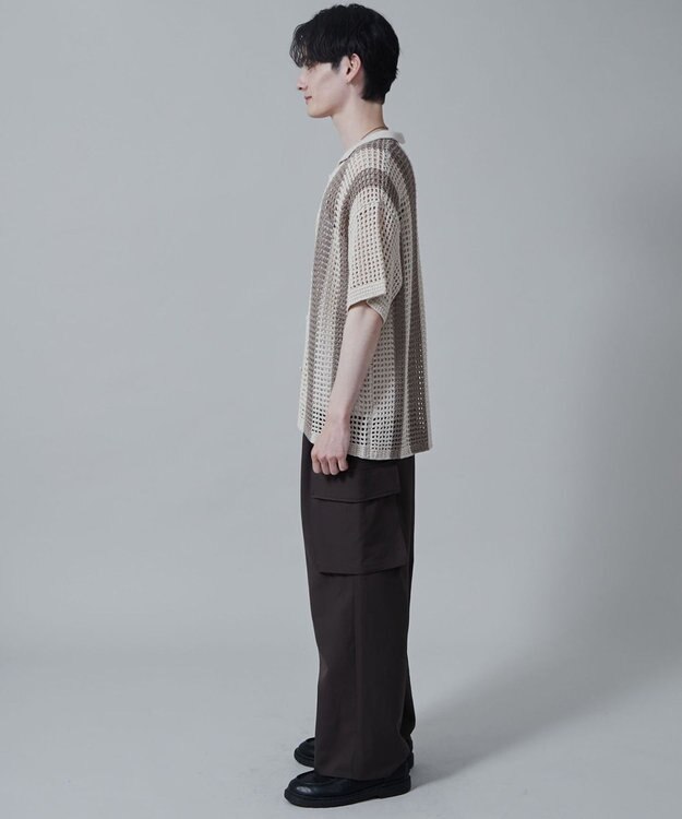 WEGO マルチストライプニットシャツ（S） オフホワイト